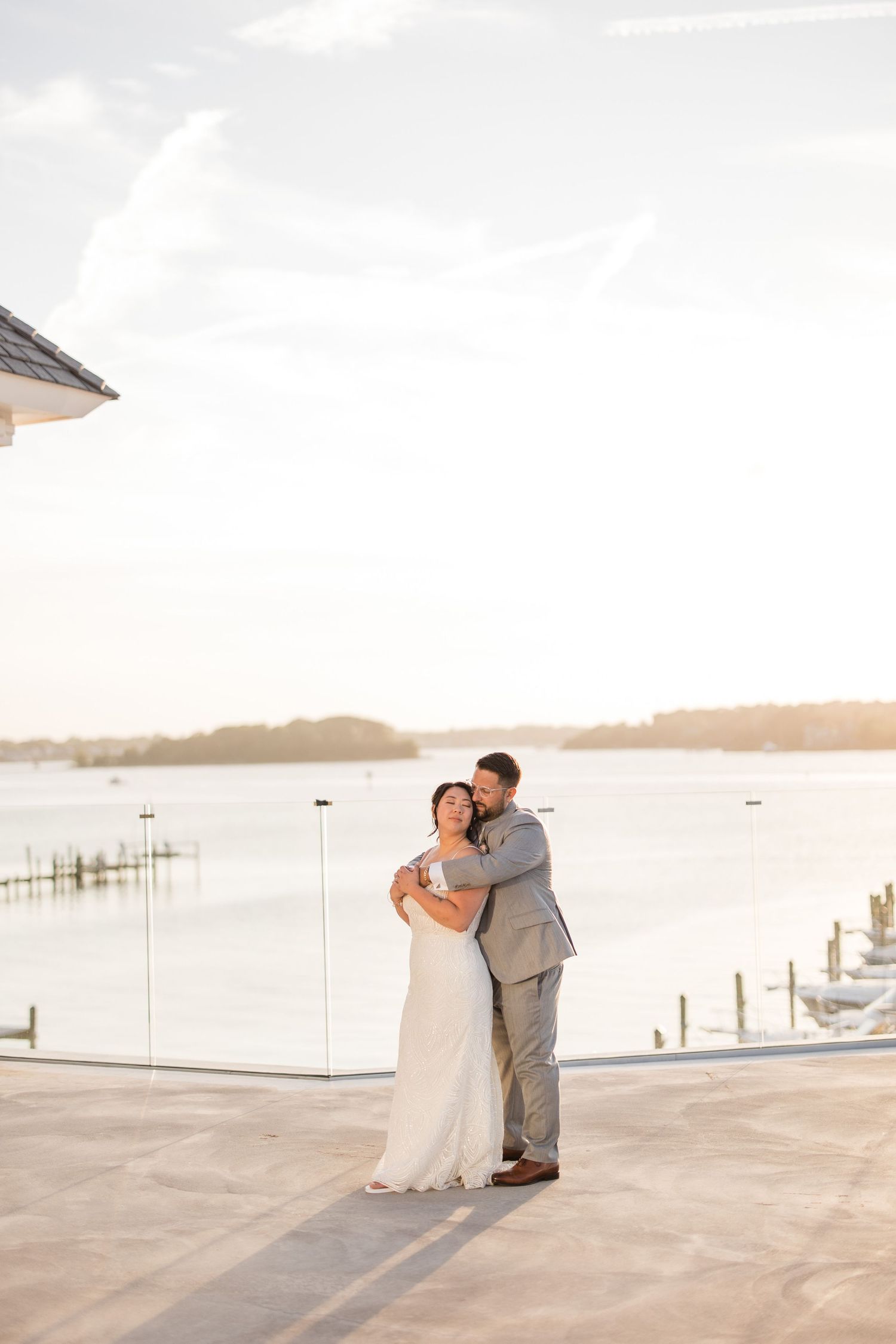 Golden hour wedding photos at Clarks Landing Yacht Club - Jersey Shore wedding photographer